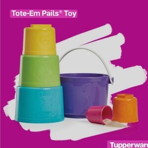 Tupperware Tote-Em Pails Toy Set - Yellow, Green, Blue, Purple, Orange